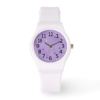 Purple and Silver Stars Lavender Number Watches