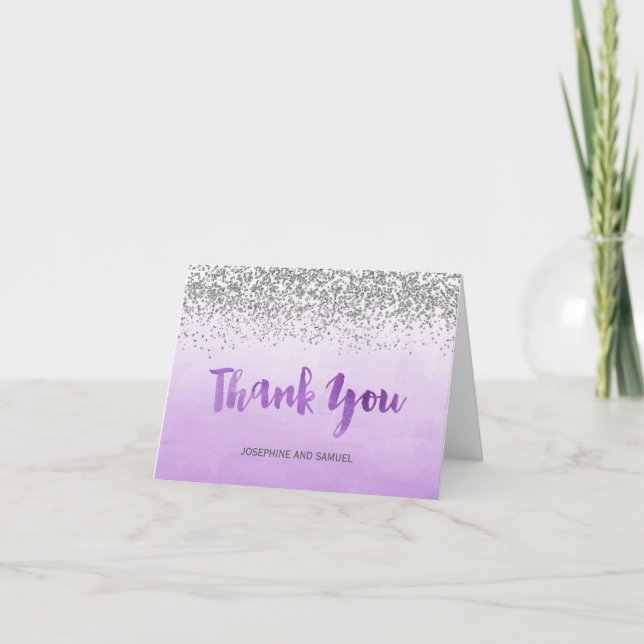 Purple and Silver Thank You Card (Front)