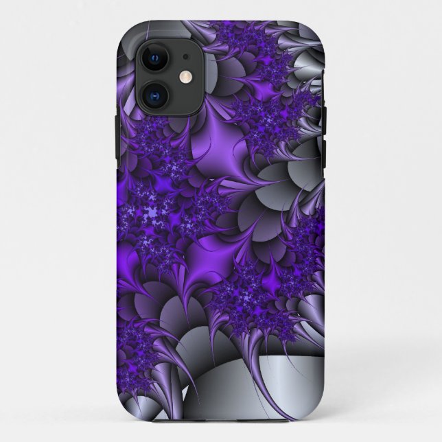 purple and silver thorns fractal iphone case (Back)