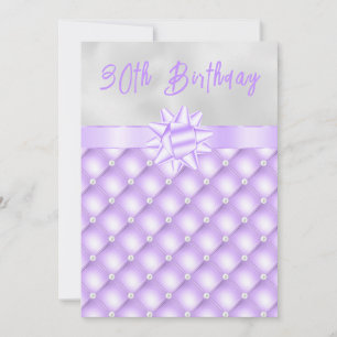 Purple and Silver Tufted Pearls Birthday Party Invitation
