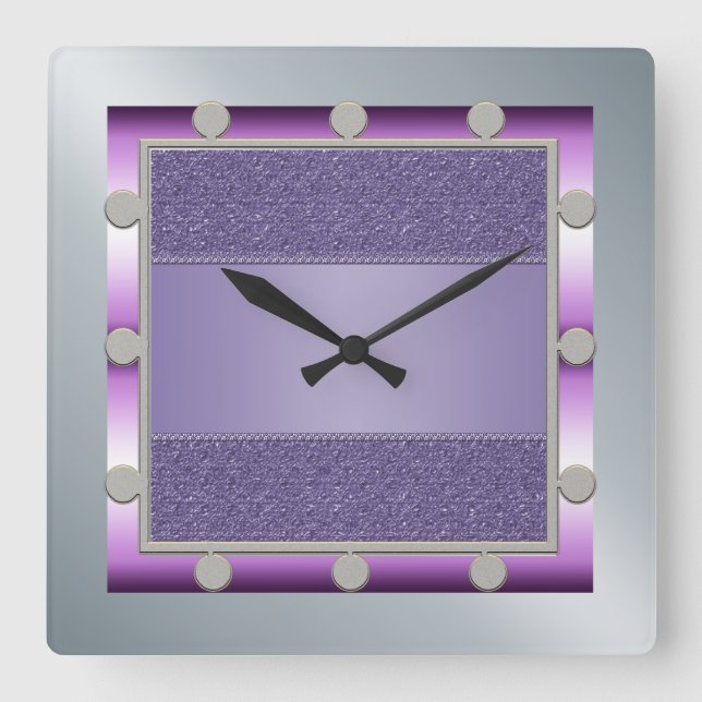 Purple and Silver Wall Clock (Front)