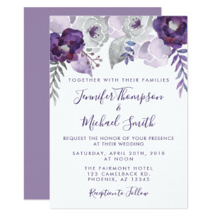 purple and silver wedding invitations zazzle