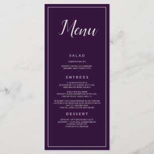 Purple and Silver Wedding Catering Menu