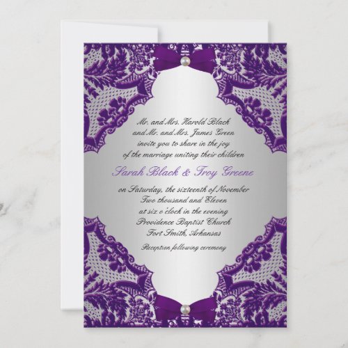 Purple and Silver Wedding Invitation