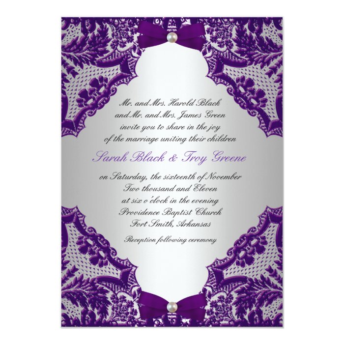 Purple and Silver Wedding Invitation Zazzle