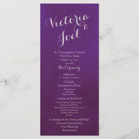 Purple And Silver Wedding Program Zazzle Com