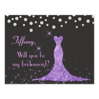 Purple and Silver Will you be my bridesmaid? Card