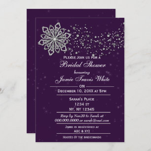 Purple and Silver Winter Bridal shower invite