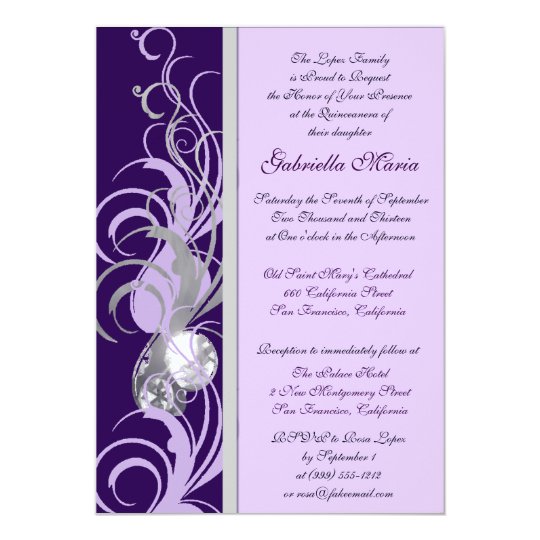 Purple And Silvery Custom Quinceanera Invitations Zazzle Com