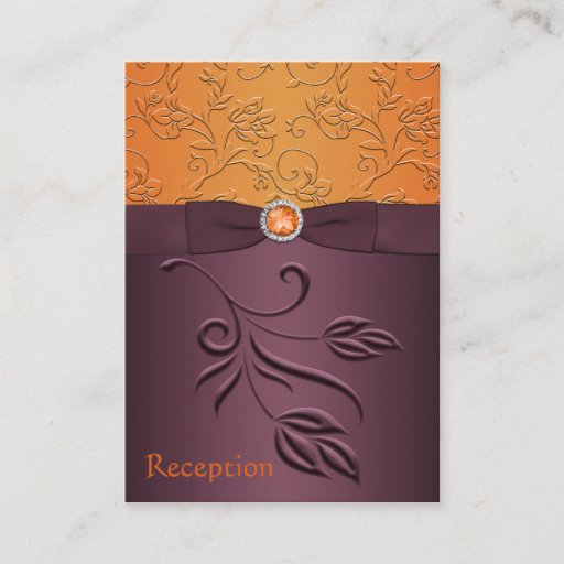Customizable Purple and Tangerine Floral Enclosure Card Business Card Templates