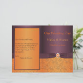 Purple and Tangerine Floral Wedding Program (Standing Front)