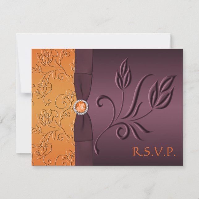 Purple and Tangerine RSVP Card (Front)