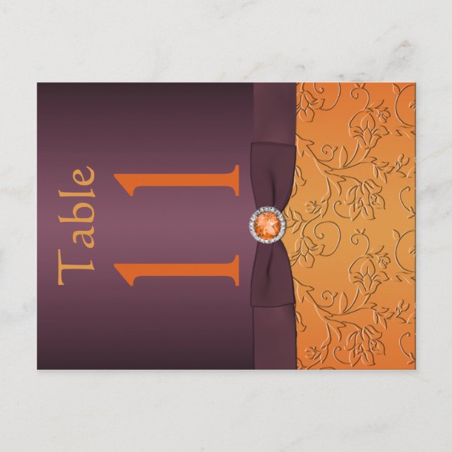 Purple and Tangerine Table Number Postcard (Front)