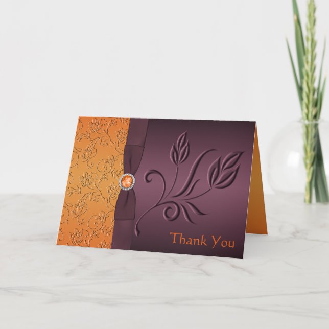 Purple and Tangerine Thank You Card (Front)