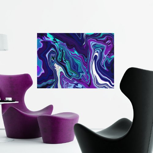 Purple and Teal Abstract Digital Pour Painting Canvas Print