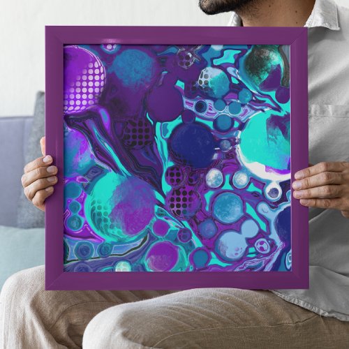 Purple and Teal Abstract Digital Pour Painting Photo Print