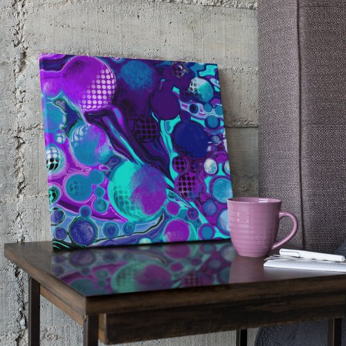 Purple and Teal Abstract Digital Pour Painting   Poster