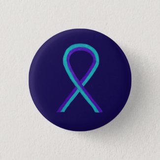 Purple and Teal Awareness Ribbon Custom Button Pin