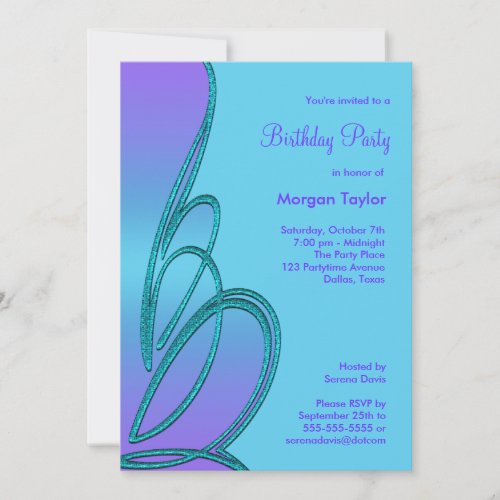 Purple Teal Birthday Party Invitation Template