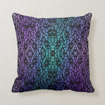 Purple And Teal Black Lace Gothic Pillow by UROCKDezineZone at Zazzle