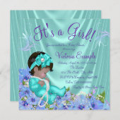 Purple and Teal Blue Floral Ethnic Baby Shower Invitation (Front/Back)