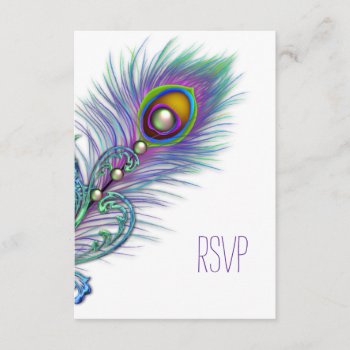 Purple and Teal Blue Peacock RSVP