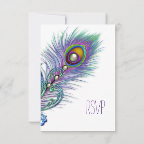 Purple and Teal Blue Peacock RSVP