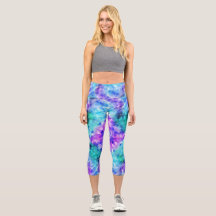 Purple and Teal Crystal - Pretty Capris Leggings