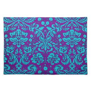 Purple and Teal Damask Pattern Placemat
