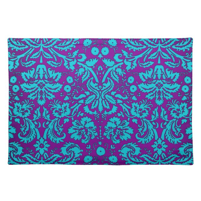 Purple and Teal Damask Pattern Placemat (Front)