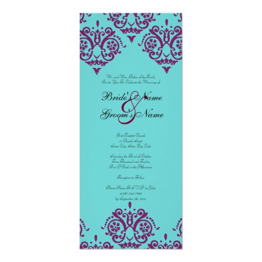 Purple And Teal Wedding Invitations 1