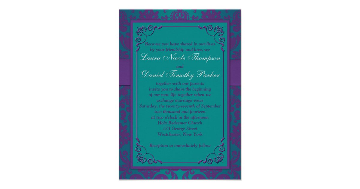 Purple And Teal Wedding Invitations 8