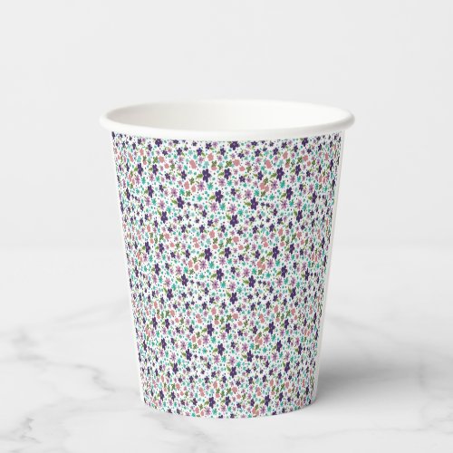 Purple and Teal Floral Paper Cups