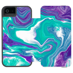 Purple and Teal Fluid Art Marble Art iPhone SE/5/5s Wallet Case