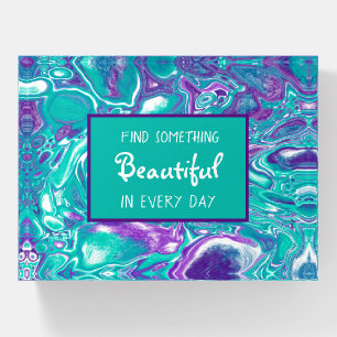 Purple and Teal Fluid Art Marble like Art Quote P Paperweight