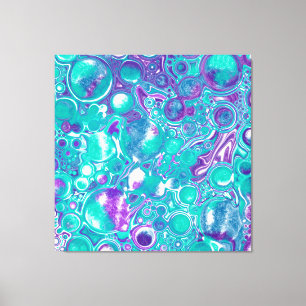 Purple and Teal Fluid Art Marble like Bubbles Can Canvas Print
