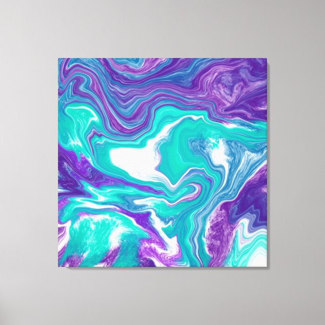 Purple and Teal Fluid Art Marble like  Canvas Prin (Front)