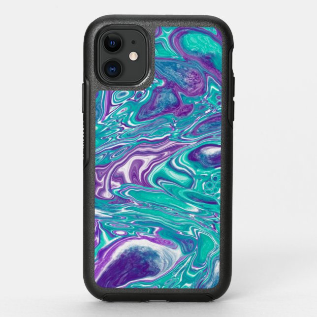 Purple and Teal Fluid Art Marble like  Otterbox iPhone Case (Back)