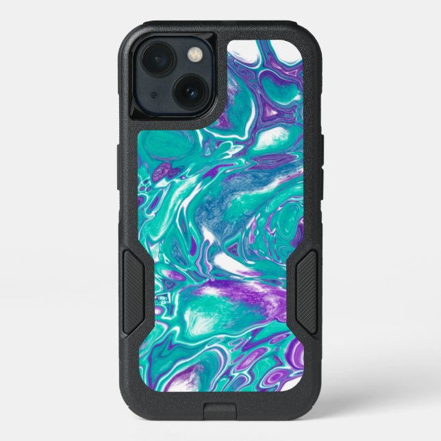 Purple and Teal Fluid Art Marble like Otterbox iPhone Case (Back)