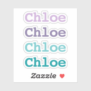 Purple and Teal Gradient Color Type Child Name Sticker