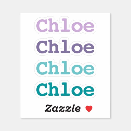 Purple and Teal Gradient Color Type Child Name Sticker