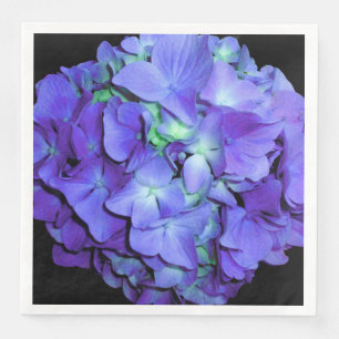 Purple and teal hydrangea, purple blue flowers paper dinner napkins