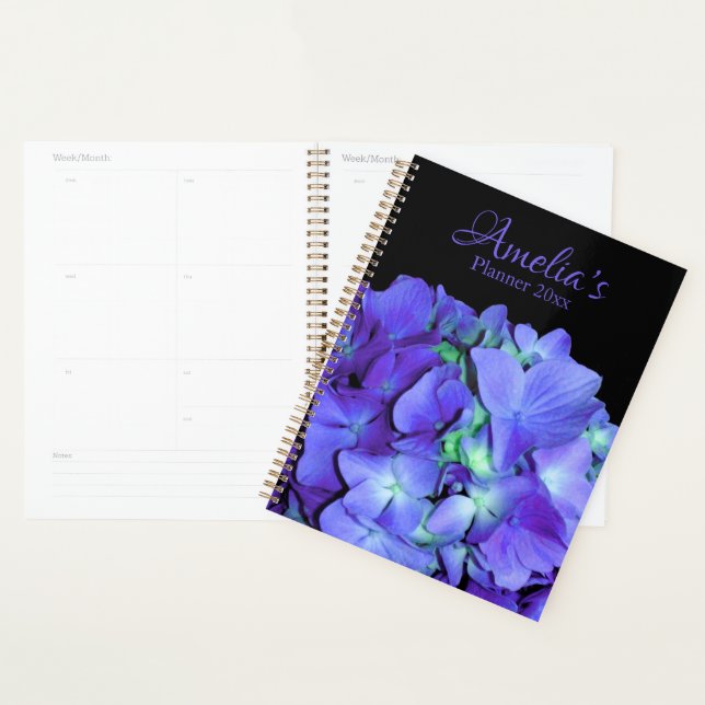 Purple and teal hydrangea, purple blue flowers  planner (Display)