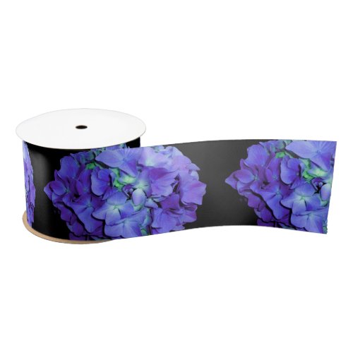 Purple and teal hydrangea purple blue flowers  satin ribbon