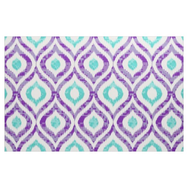 Purple and teal ikat pattern fabric (Yard)