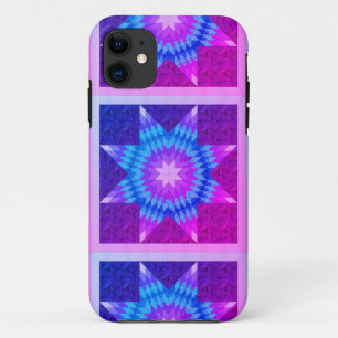 Purple and Teal Lone Star Quilt Design iPhone 11 Case