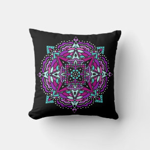 Purple and Teal Mandala Throw Pillow