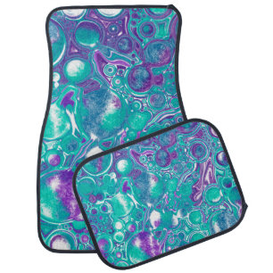 Purple and teal marble fluid art Bubbles Swirls Car Floor Mat