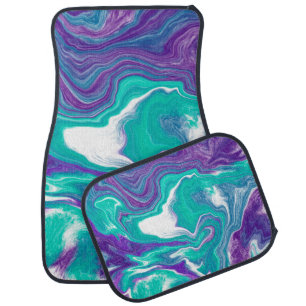 Purple and teal marble fluid art Swirls Car Floor Mat