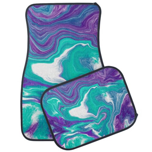 Purple and teal marble fluid art  Swirls Car Floor Mat